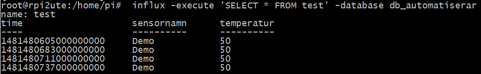 Hämta data från influx databasen.