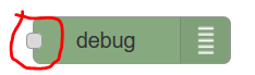 Debug blocket har fyrkanten till vänster om sig, det betyder att ett flöde kan inte starta med den, utan kan bara avslutas med det.
