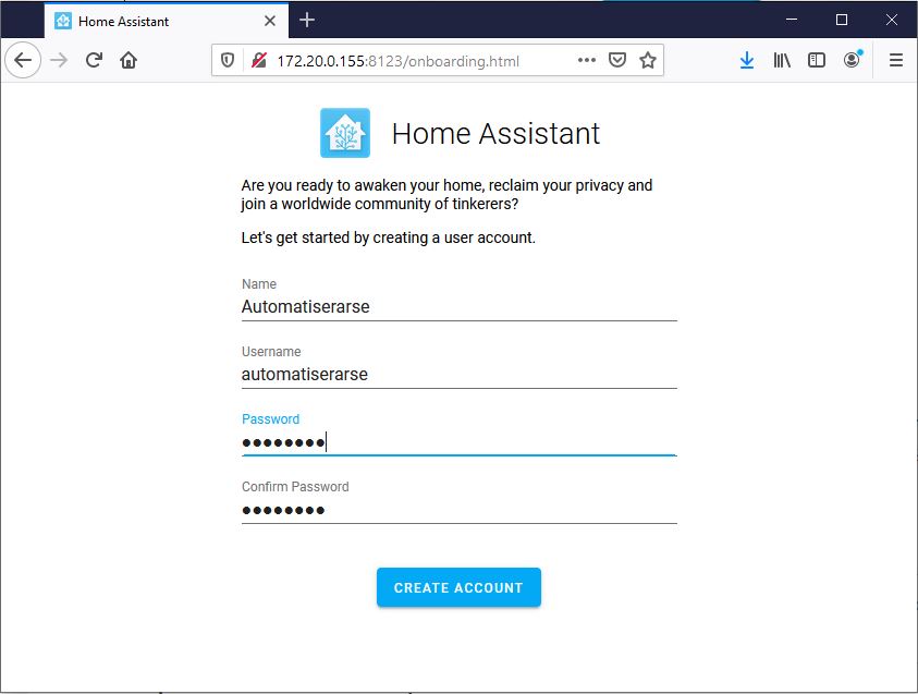 Skapa en användare till Home Assistant