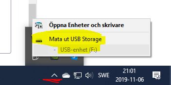 Det är viktigt att mata ut minneskortet