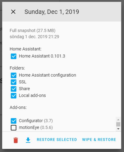 Återställ Hass.IO från backup