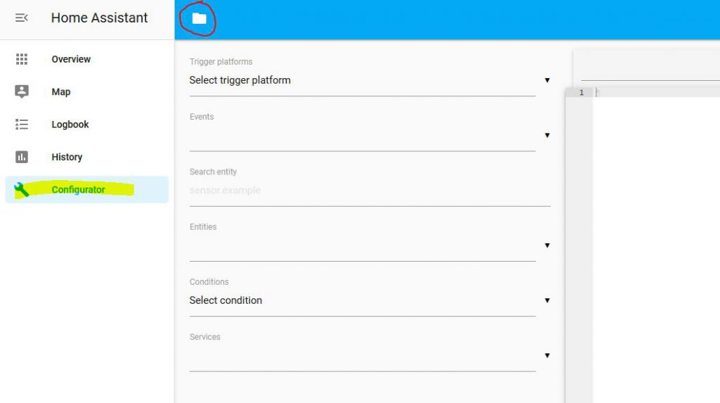 Hass.io öppna Configurator
