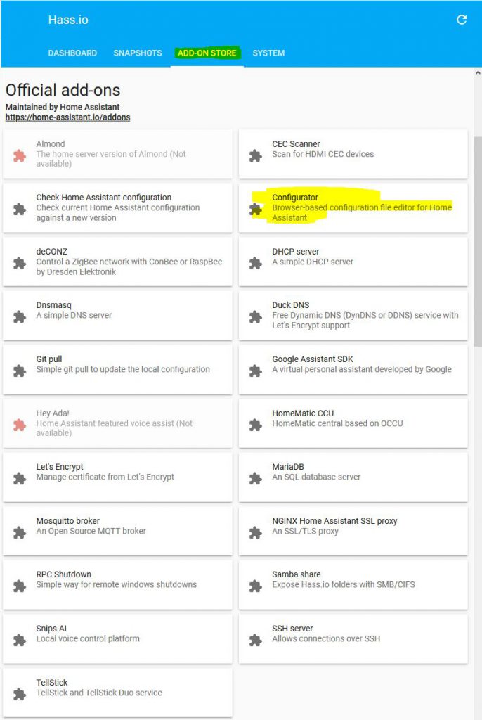 Hass.io Configurator