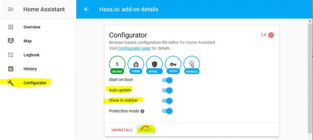 Starta configurator och mappa upp