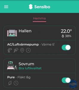 Efter att ha inkluderat Sensibo Pure i appen så möts vi av bra luftkvalité